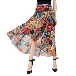 Club Monaco 6 M L 31" Elianna High Waisted Floral Skirt Wrap Midi Jupe Tropical